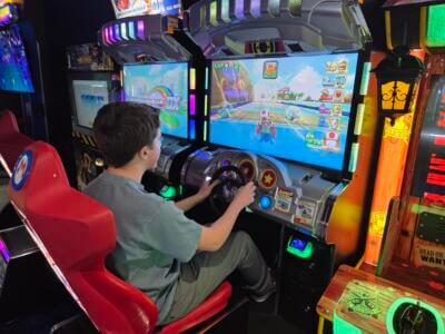 A young boy having fun