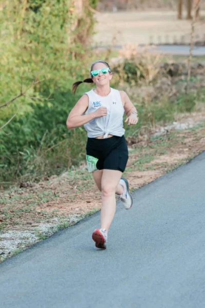 Girl having fun while running